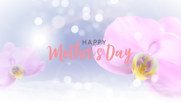 Happy mothers day background with realistic orchid flowers