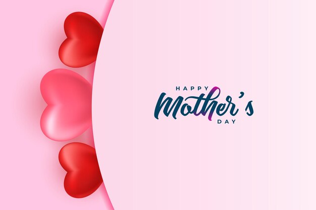 Happy mothers day background with red hearts