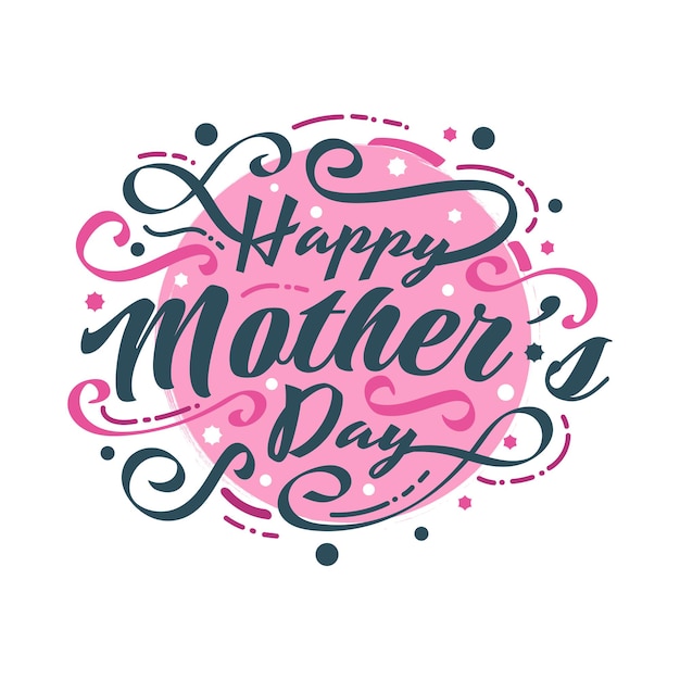 Happy Mothers Day belettering met kleurrijke doodle stijl