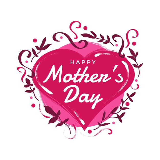 Happy Mothers Day belettering met schattige rode hart illustratie