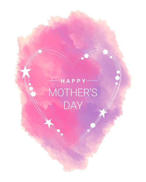 Happy Mothers day card CG watercolor concept illustration with stars heart