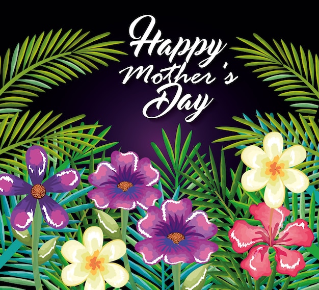 花の装飾と幸せな母の日のカード