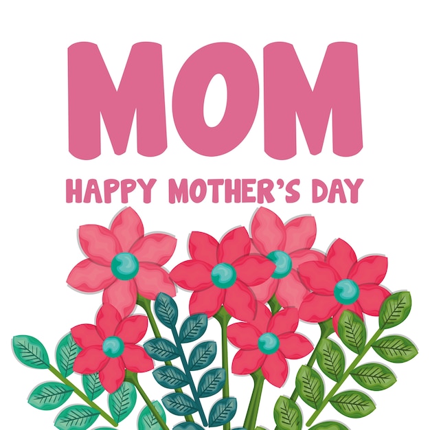 Happy mothers day card with floral decoration