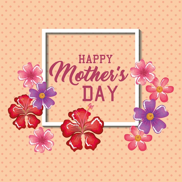 Happy mothers day card with floral decoration