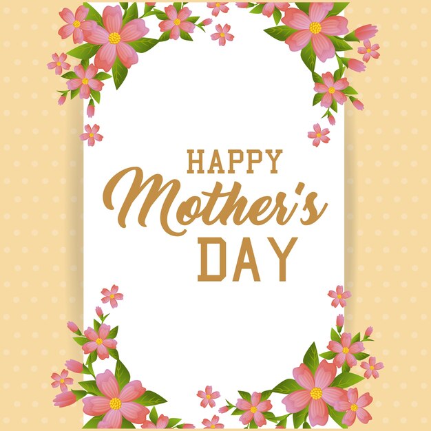 Happy mothers day card with floral decoration