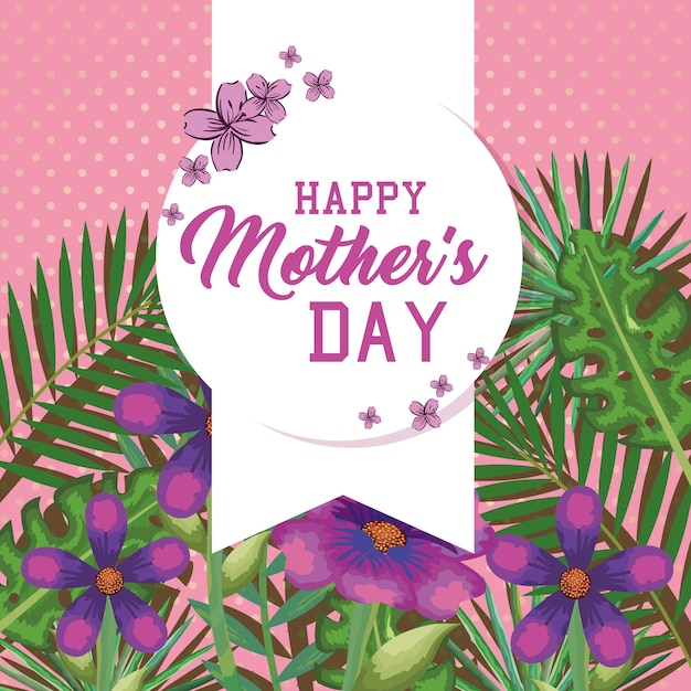 Happy mothers day card with floral decoration