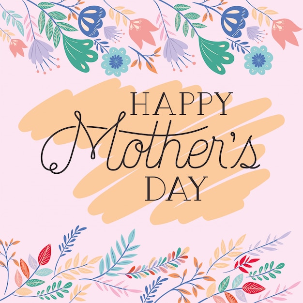 Happy mothers day card with herbs frame