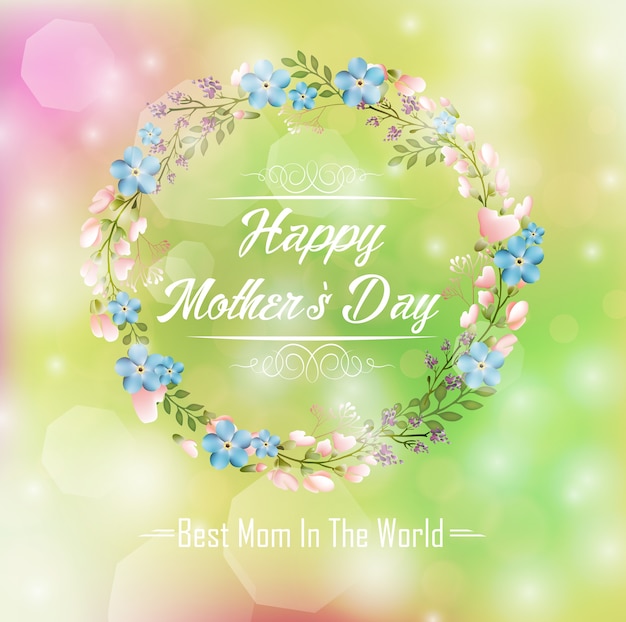 Happy mothers day card with round frame floral