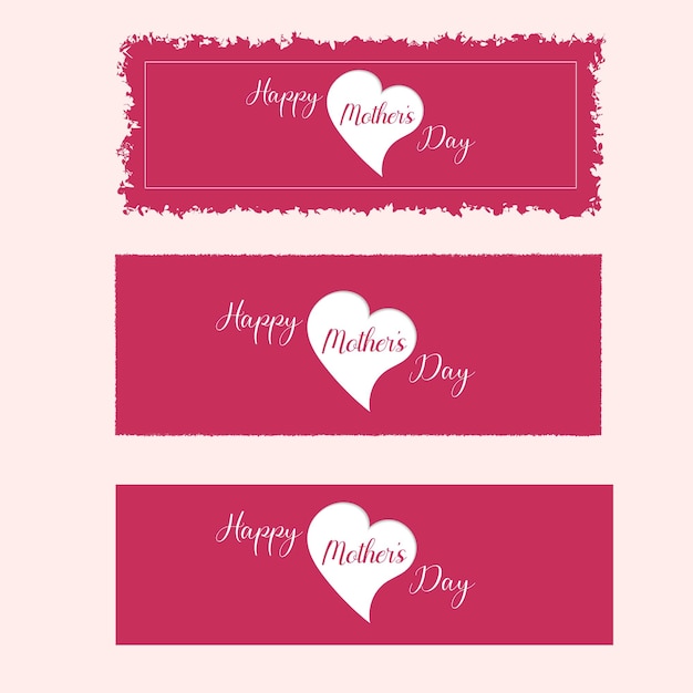 Happy mothers day celebration three abstract banner design