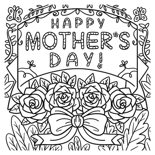 Happy Mothers Day Coloring Page for Kids