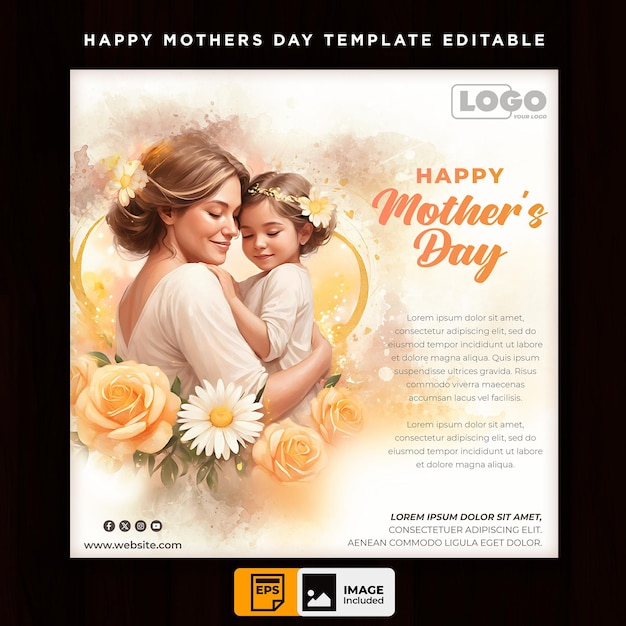 Happy Mothers Day editable template social media post