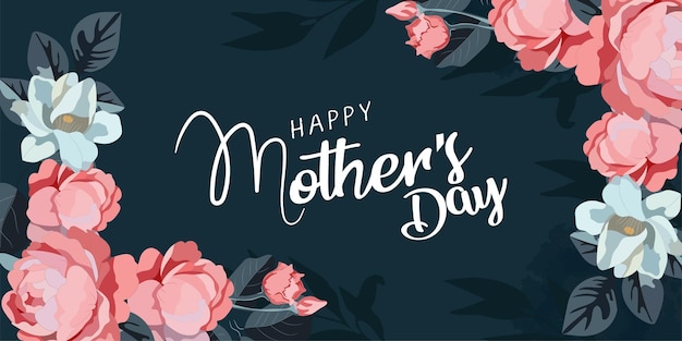 Happy Mothers Day elegante belettering banner roze kalligrafie vector tekst en hart in frame achtergrond voor Mother39s Day beste moeder ooit wenskaart