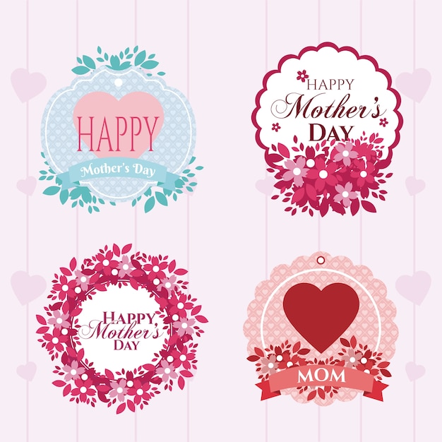 Vector happy mothers day emblems