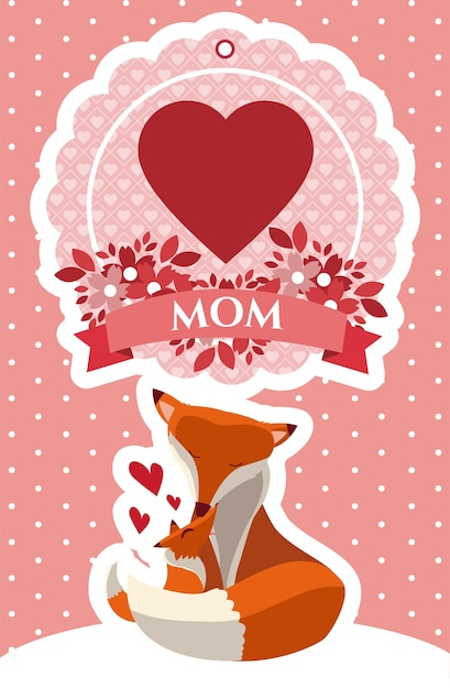 Happy mothers day fox cartoon