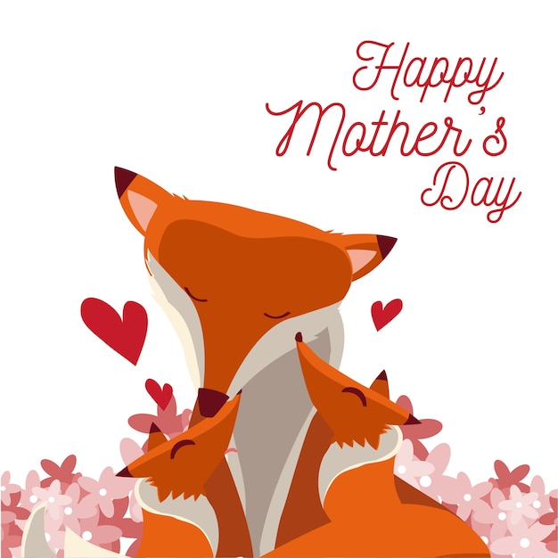 Happy mothers day fox cartoon