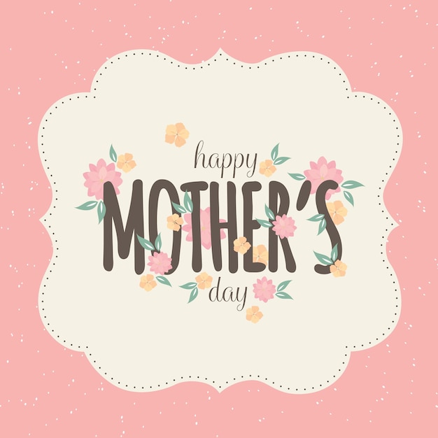 Happy mothers day greeting card with beautiful leaves and beautiful flowers festive background