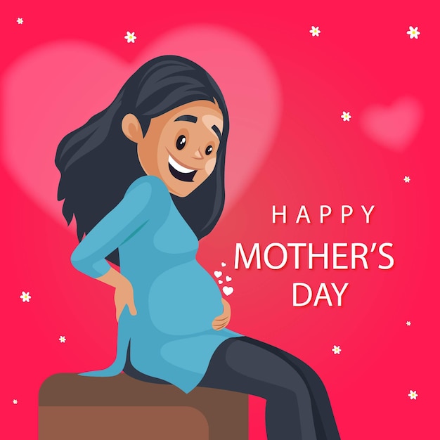 Поздравительная открытка Дня матери с беременной счастливой женщиной