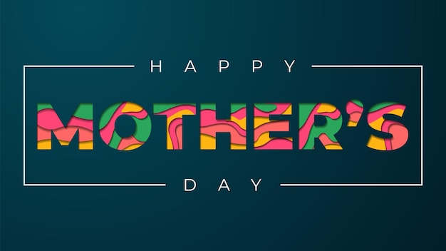 Happy mothers day greeting card with typographic design vector illustration paper cut style