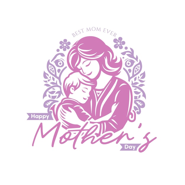 Vector happy mothers day greeting design with flowery decorations