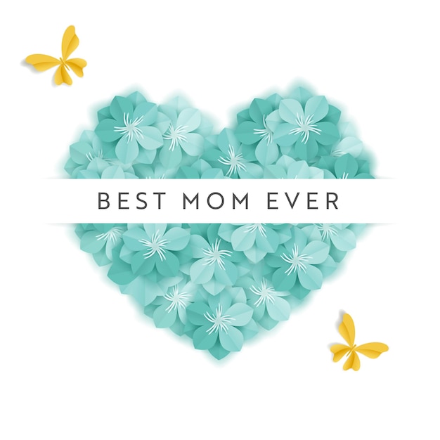Vector happy mothers day holiday banner. mother day greeting card hello spring paper cut design with flowers and heart typography poster. vector illustration
