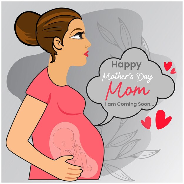 happy mothers day illustration on grey gradient background