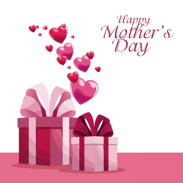 Vector happy mothers day invitation decoration hearts