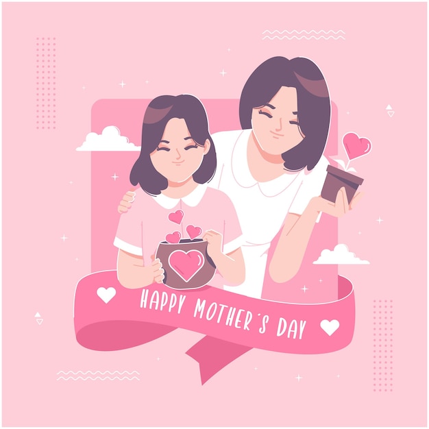 happy mothers day jar of heart concept illustration background