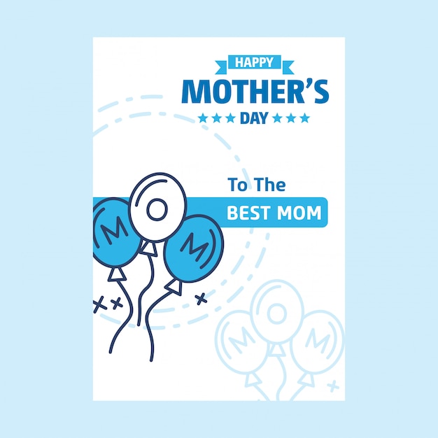 Happy mothers day lettering blue background