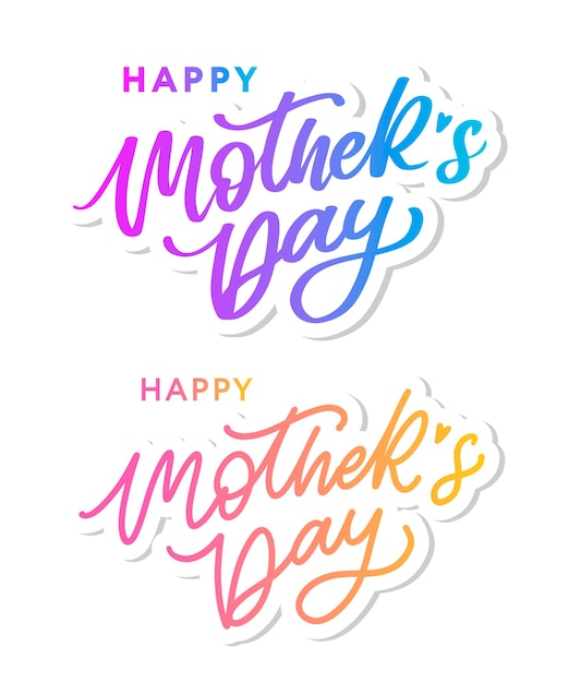 Happy mothers day lettering handmade calligraphy vector illustration mothers day card with flowers