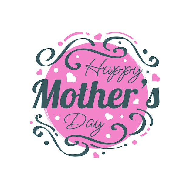 Happy mothers day lettering with colorful doodle style