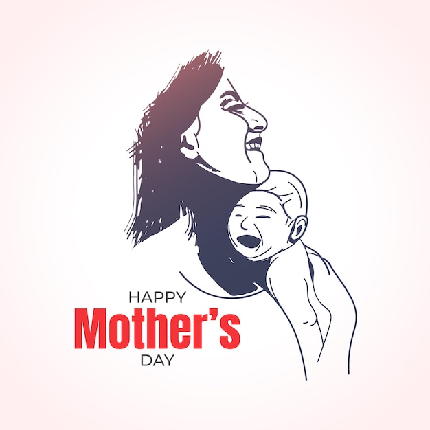 Happy mothers day mom and baby silhouette design