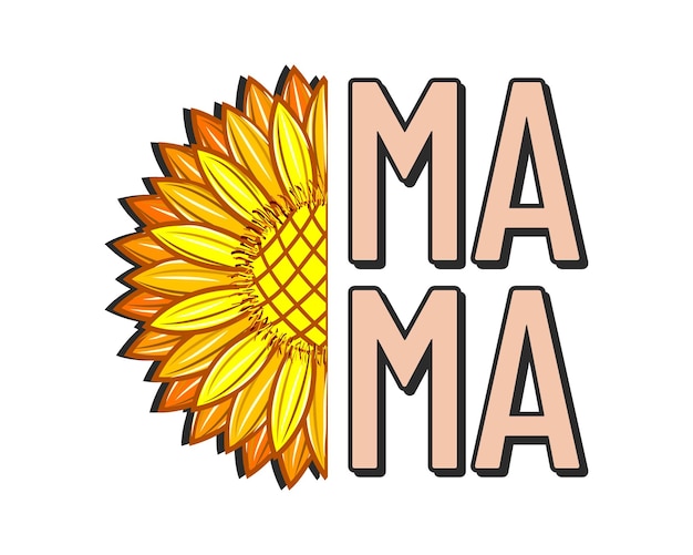 Vector happy mothers day mom mama phrase retro typography floral art sublimation on white background