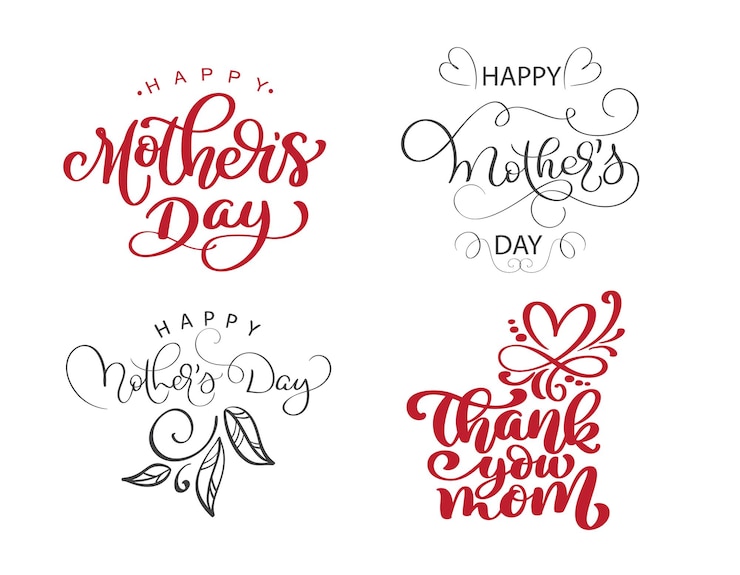 Vector happy mothers day set hand getrokken belettering citaten vector t-shirt of ansichtkaart afdrukontwerp hand getrokken