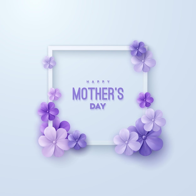 Happy Mothers Day sign with purple flowers