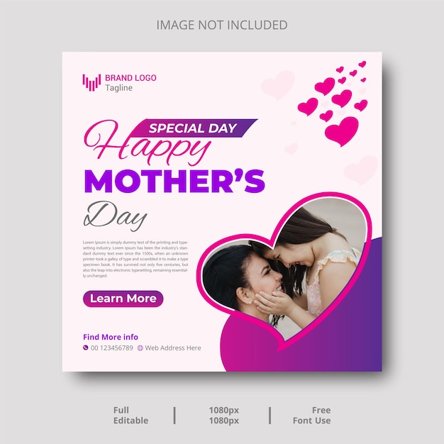Vettore modello di happy mothers day per il post sui social media
