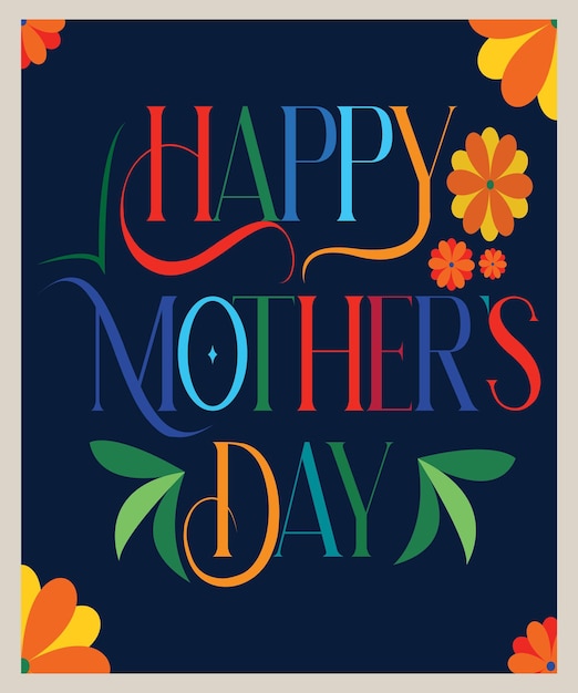 Happy mothers day text set of flower and cards