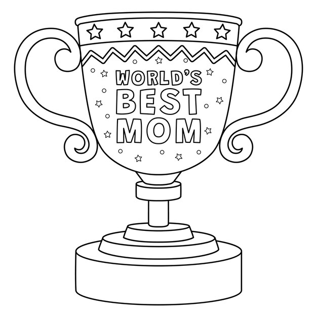 Vector happy mothers day trophy isolated coloring page