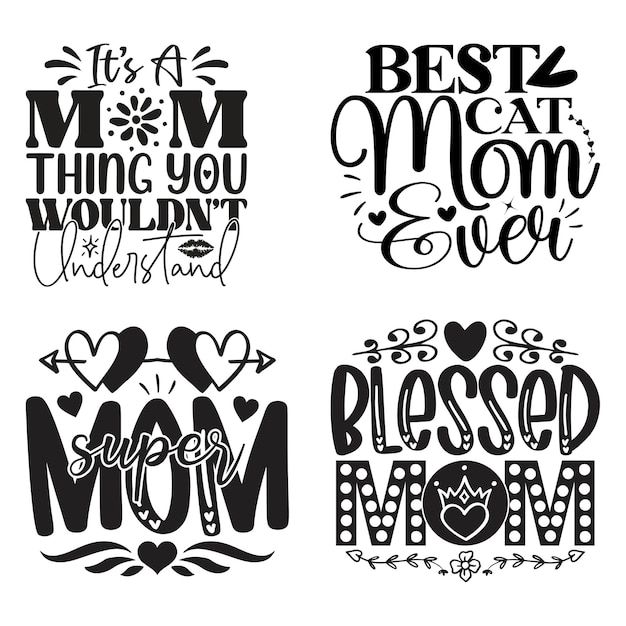 Vettore happy mothers day tshirt and svg design bundle mom mama svg quotes tshirt design bundle