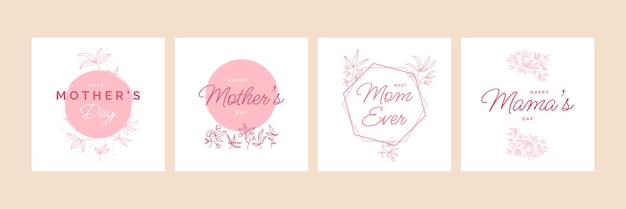 Vector happy mothers day typografie voor wenskaart of posterontwerp met bloemillustratie