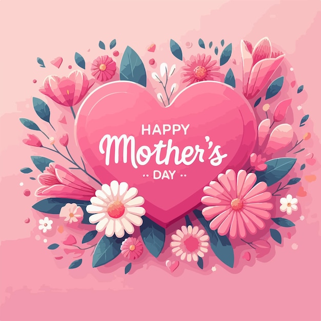 Happy mothers day vector illustration with mom flat drawn style