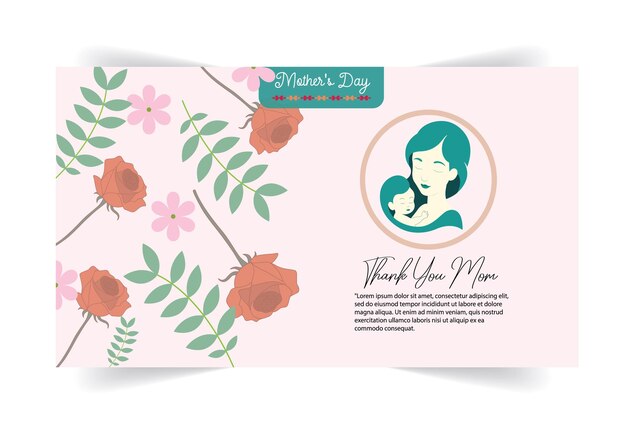 Vector happy mothers day wenskaart vectorillustratie presentatie sjabloon uitnodiging banners