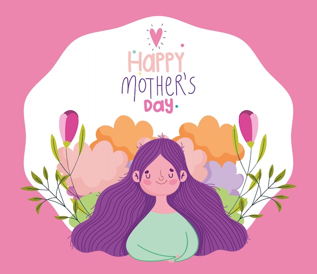 Happy mothers day, woman flowers decoration greetig card