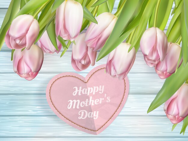 Happy mothers days with tulips.