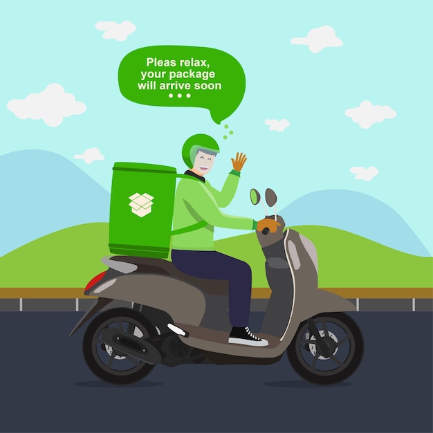Happy motorcycle courier for オンラインショップ
