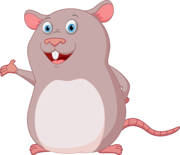 Vector happy mouse cartoon presenting