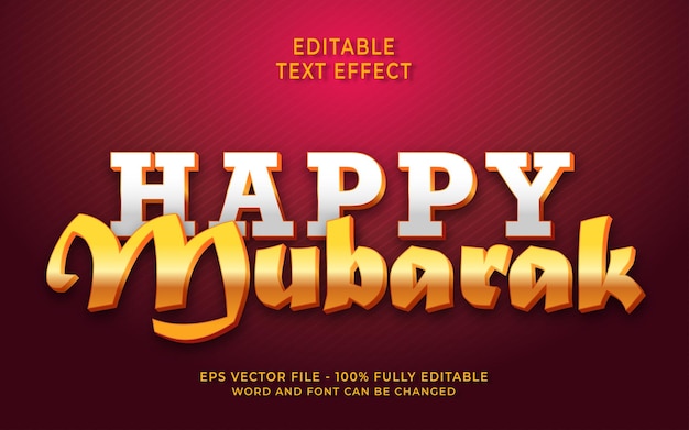 Happy Mubarak editable text effect