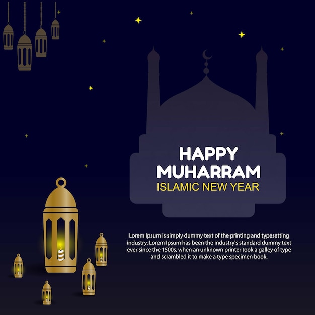 Happy muharam islamic new year greetings vector