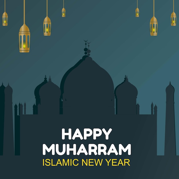 Happy muharam Islamic new year greetings vector