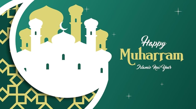 Happy Muharram background illustration vector. Muharram is the first month in the Islamic calendar.