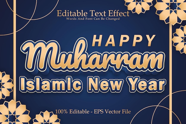 Happy Muharram Islamic New Year Editable Text Effect 3 Dimension Emboss Modern Style